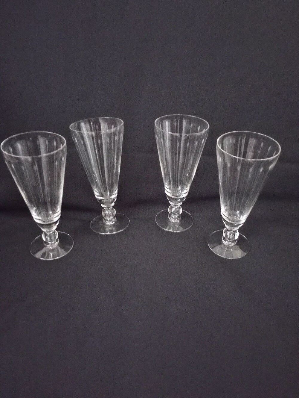 Tiffin Elegant Gray Cut Darts Elegance By Fine Arts Water Goblets-Set Of 4